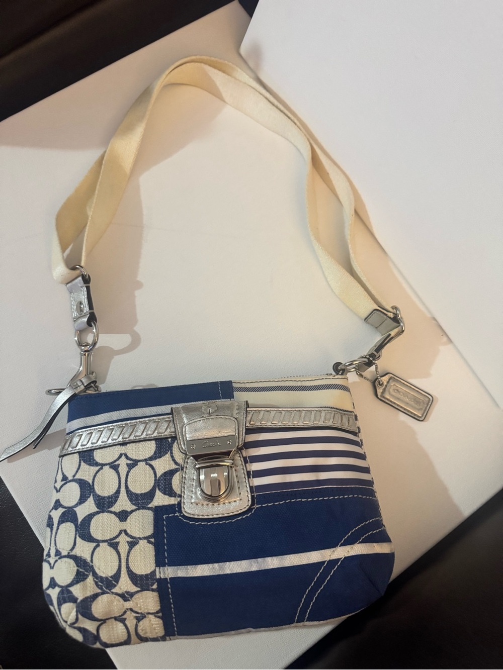 Coach Vintage Nautical Blue Patchwork Crossbody Shoulder Bag Y2K Signature 41462 - Picture 14 of 14